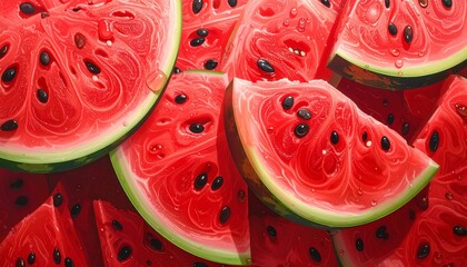 Watermelon background with black seeds.