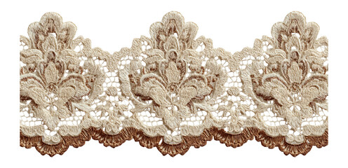 Elegant Decorative Lace Trim with Intricate Patterns and Soft Coloration