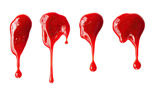 Dripping red sauce blobs against black