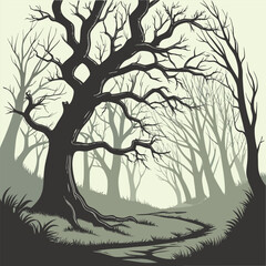 Fototapeta premium Haunted Forest with Twisted, Bare Trees