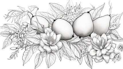 Elegant pear and floral arrangement