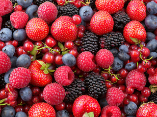 Obraz premium berries background. fresh red berries.