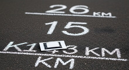 Outdoor running concept with unbranded energy gel, set in a park loop with distance markers. Natural light, deep focus for sharp textures. Clean composition, copy space. Noise-free, editorial safe.