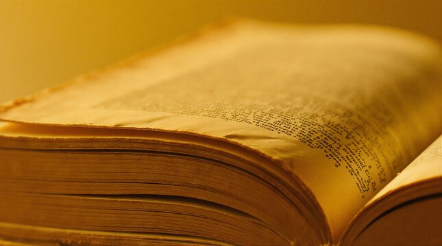 warm sunlight highlighting open pages of an antique book with a creamy white backdrop | study, reading, relaxation, knowledge, literature theme