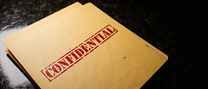 confidential document folder stamped with a serious and important message for privacy and protection | security, business, legal, privacy, protection theme