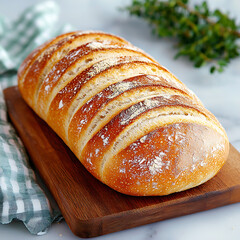 Baking fresh artisan bread home kitchen food photography cozy atmosphere close-up view culinary art