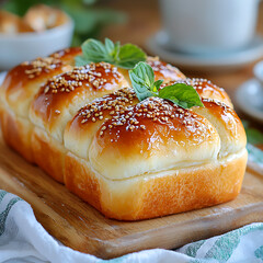 Deliciously soft asian milk bread bakery food photography cozy kitchen close-up culinary delight