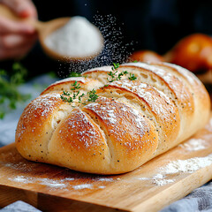 Artisan bread baking process home kitchen culinary photography cozy environment close-up view homemade goodness