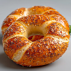 Deliciously baked bagels with poppy seeds bakery food photography cozy setting close-up shot culinary delight