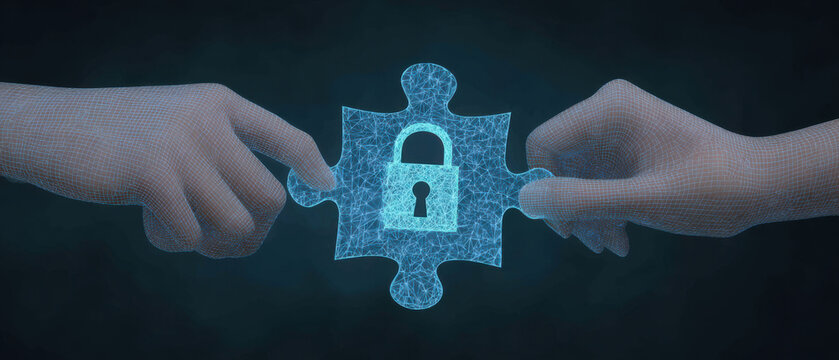 Connecting Puzzle Pieces with Padlock: Cyber Security Solution.