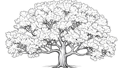 Detailed line drawing of a tree