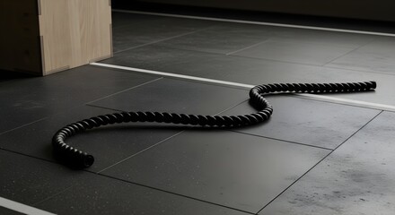 Gym Workout with battle rope in plyo box zone, natural light, deep focus, ultrasharp textures, crisp edges, clean composition, copy space. Ideal for fitness and health stories.