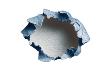 A hole punched through light-blue paper, showing a light-gray interior