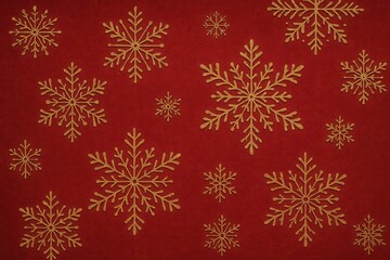 Festive crimson red textured background with golden snowflake embossing and vintage holiday charm for Christmas greeting card design