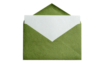 a green envelope with a white paper inside