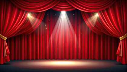Red theater stage with dramatic lighting