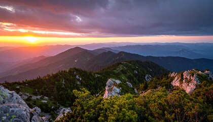 Mountain sunset panorama (2)