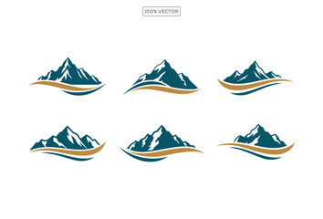 Set of mountain logo vector template illustration stock