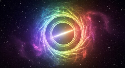 Obraz premium Explore a stunning rainbow nebula vortex, vibrant cosmic energy bursting through space