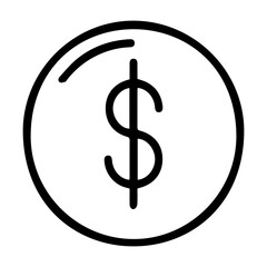 Dollar Coin Outline Icon