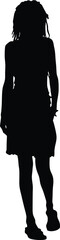 Black Silhouette of Person with Dreadlocks Standing, Full Body Vector