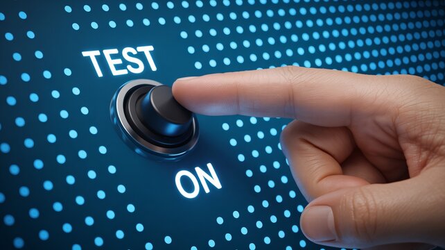 Pressing the 'Test On' button activates digital innovation and progress