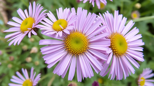 Confused Michaelmas Daisy (Symphyotrichum novi-belgii). Involucrum Closeup