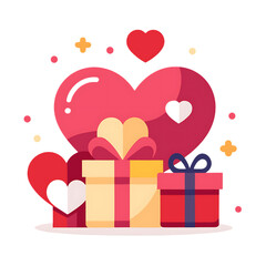 Valentine s day gifts and hearts isolated on transparent background