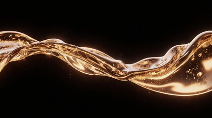 intricate gold liquid motion swirl against dark background texture closeup | luxury, beauty, cosmetic, design, abstract theme
