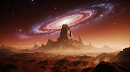 vast landscape of red planet with striking geological formations and dust clouds | science, exploration, nature, space, earth theme