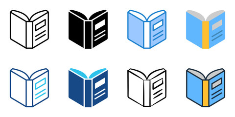 Book cover icon set multiple style collection 
