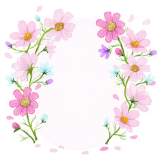 드로잉 손그림 가을 코스모스 꽃 일러스트 프레임