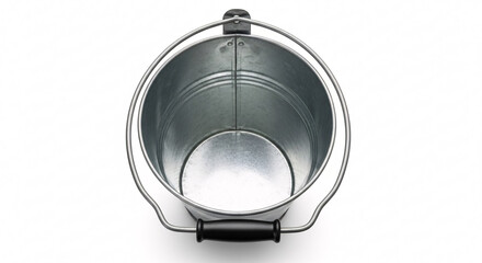 Classic galvanized metal bucket with a sturdy black handle, perfect for garden or home use