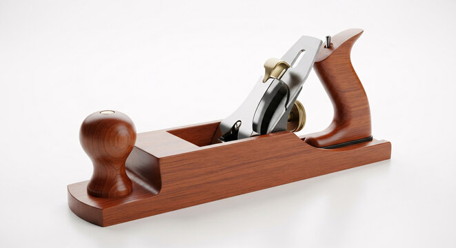 Expert woodworking hand plane tool crafted from rich polished wood and gleaming metal for precision work