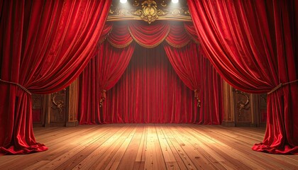 Red velvet theater stage with ornate details