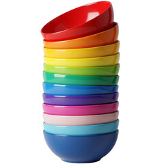 Stack of Colorful Bowls, isolated on transparent background
