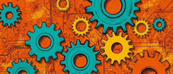 complex data flow and network structure represented in a technical blueprint design | technology, data, business, engineering, science theme