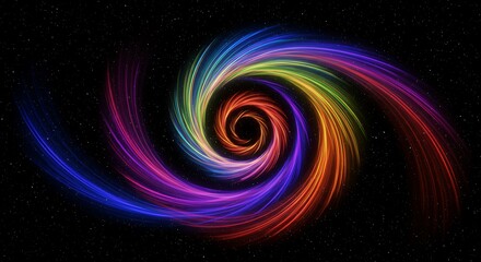 Obraz premium Stunning rainbow spiral swirling in space, perfect for vibrant backgrounds and modern designs