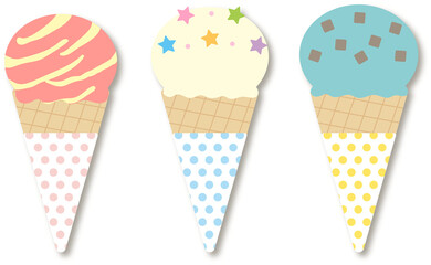 カラフルなトッピングのかわいいアイスクリームのイラスト