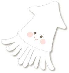 笑顔がかわいいシンプルなイカのイラスト