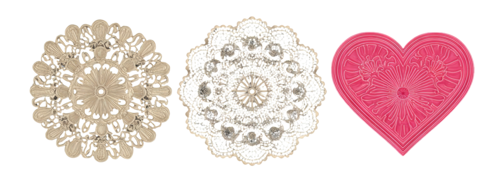 Intricate Decorative Elements with Floral Patterns and Heart Shape Design - Powered by Adobe
