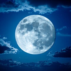 Full moon in a dark night sky