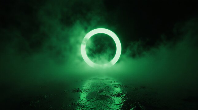 luminescent green orb enveloped by misty swirling vaporous atmosphere | background, design, abstract, futuristic, mood theme