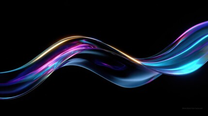 Obraz premium Abstract flowing ribbon of light with vibrant colors on a dark background