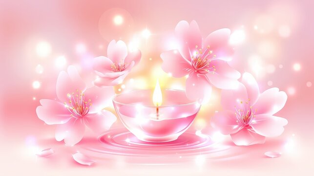 Elegant New Years card in afternoon light cherry blos
