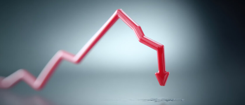 Falling Red Arrow Chart - Economic Downturn and Financial Crisis