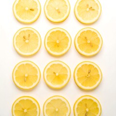 Fototapeta premium Lemon slices arranged in a grid