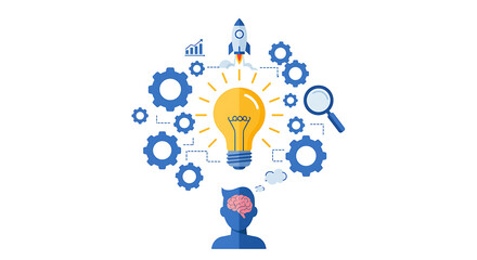 Innovation Idea Light Bulb Startup Growth Concept Illustration