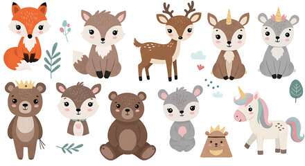 Cute Forest Animals Cartoon Characters