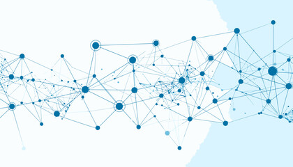 Abstract Network of Connected Blue Dots and Lines.